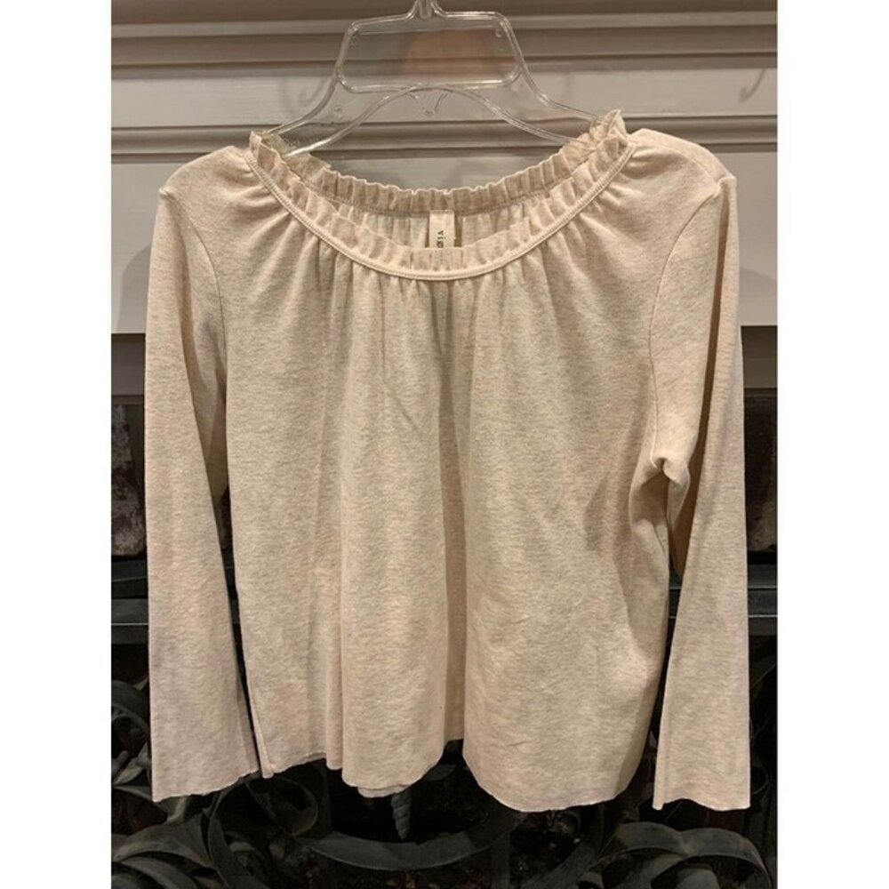 Vignette girls long-sleeve shirt, beige, 12 years (bin CC)